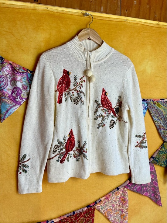 Heirloom Collectibles Sweaters - Vintage Cardinal Christmas Sweater Cardigan